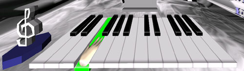 Piano key response to hand intersection