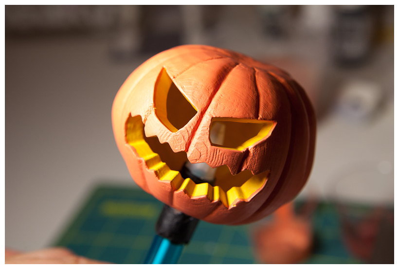 Pumpkin head with base orange color