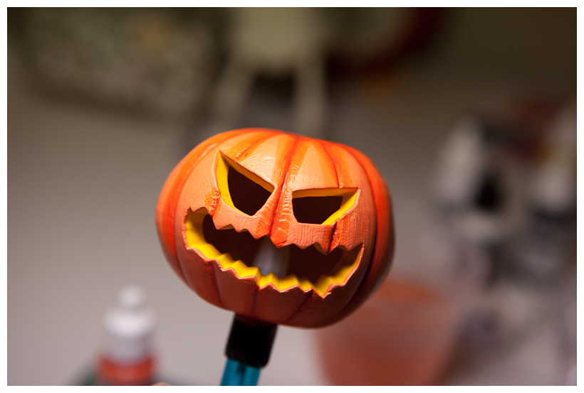 Pumpkin head with layered orange highlights