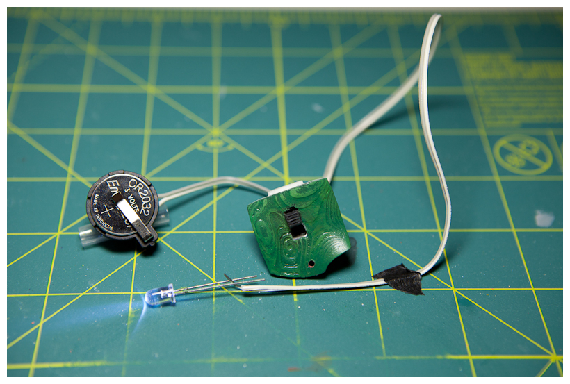LED components including battery holder and switch