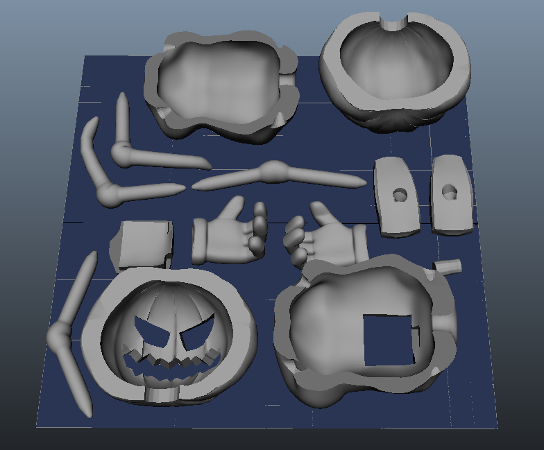 Model parts split view showing head and body separation