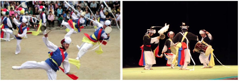 Sa-Mul-Nol-I traditional Korean performance with ribbon hats